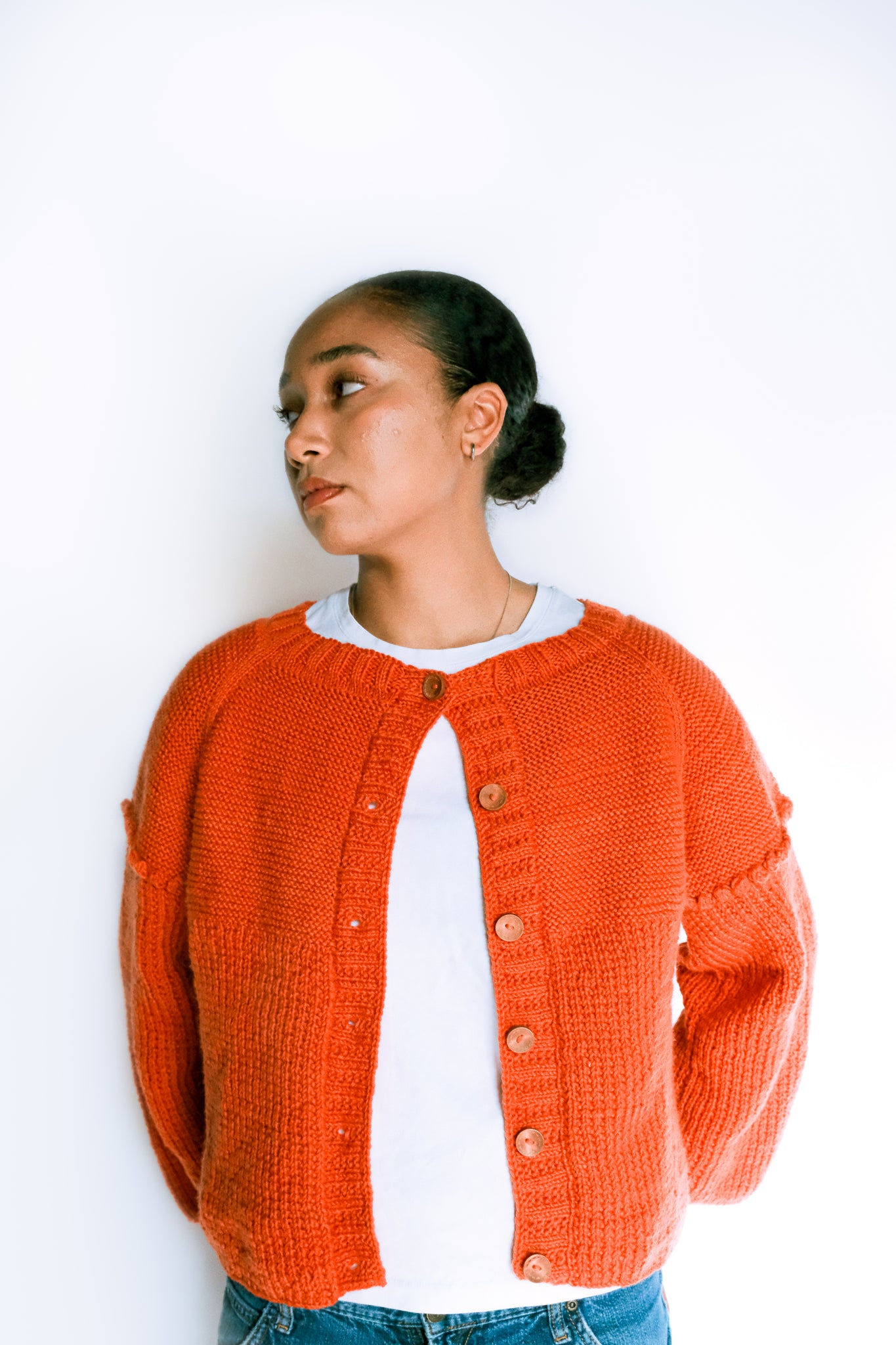"BUNDI" chunky indigo hues  crotchet jacket