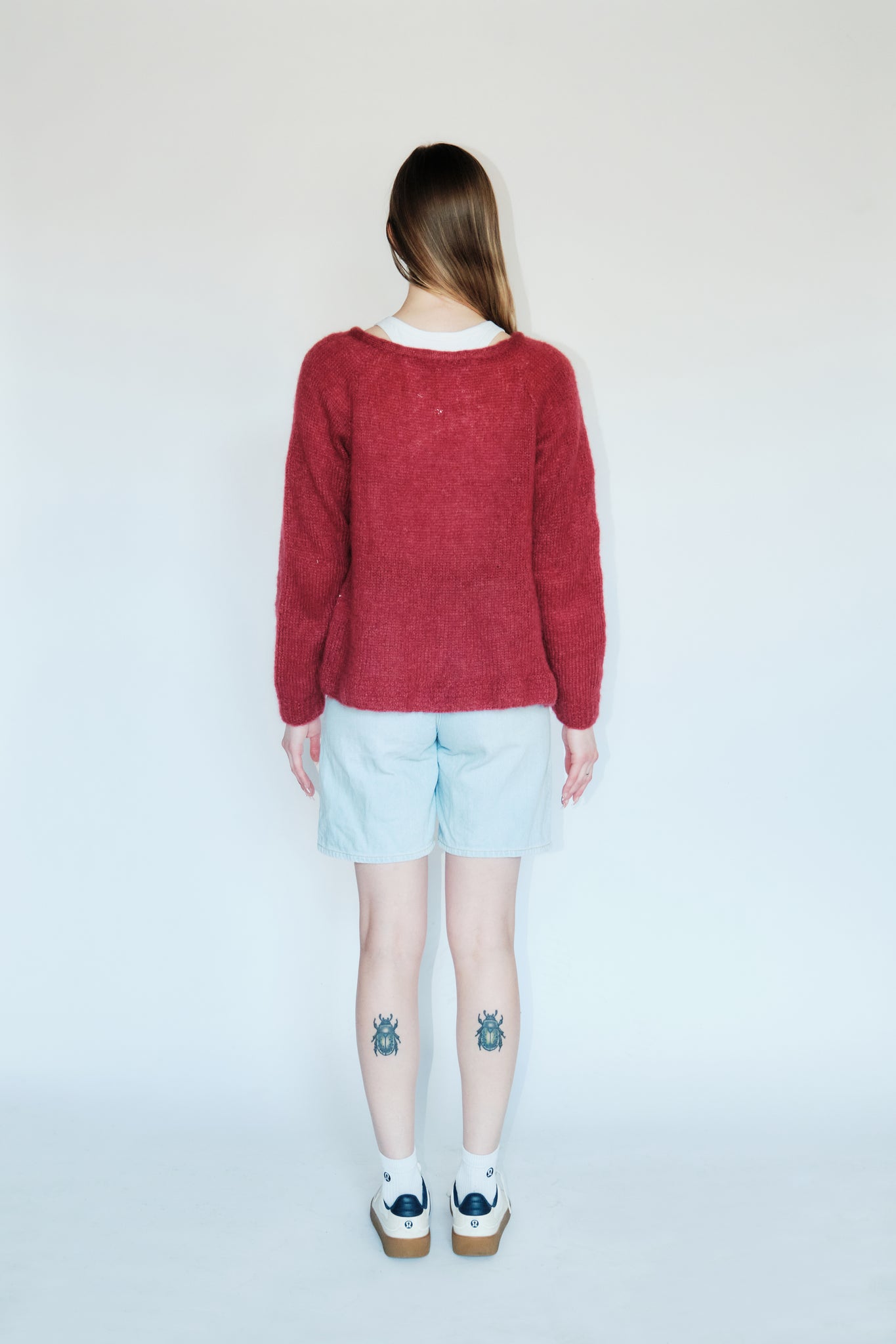 The Mohair Bow Cardigan in Maroon