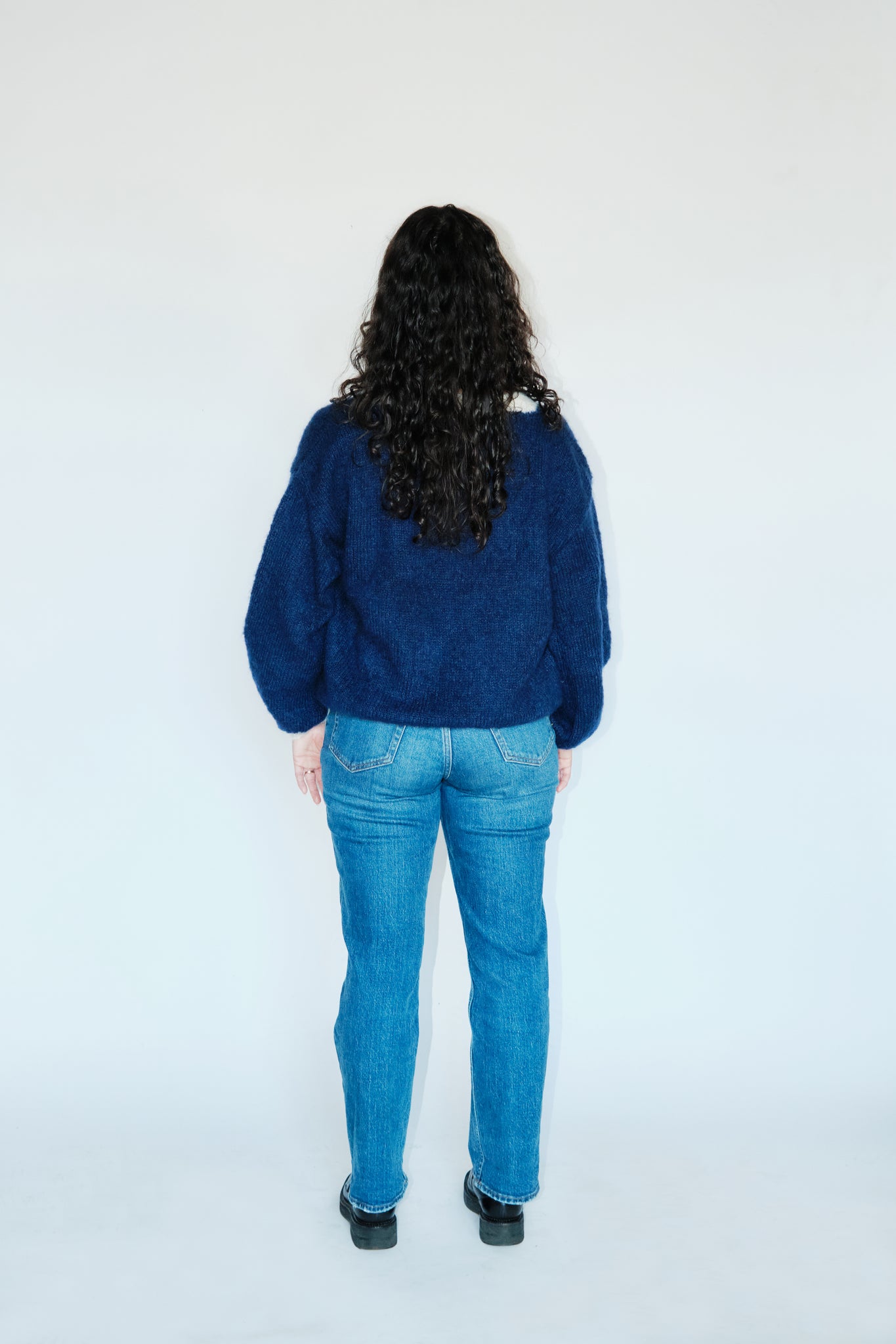 Mohair V-Neck Sweater in Sapphire