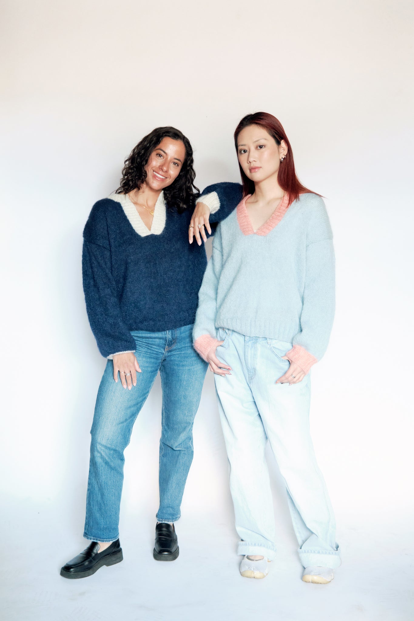 Mohair V-Neck Sweater in Sapphire