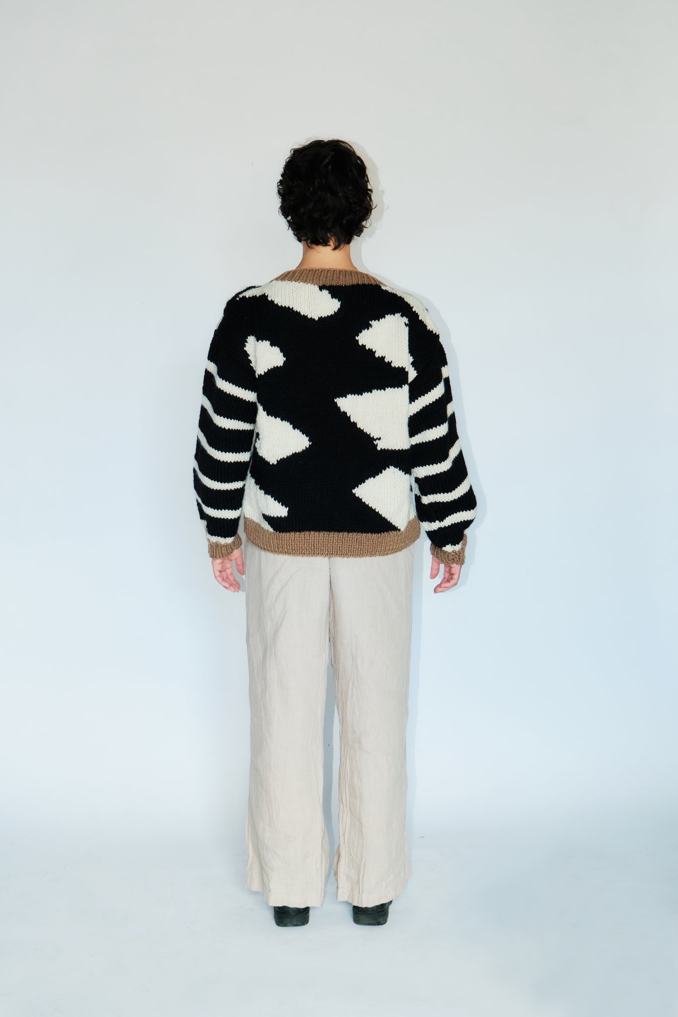 Intarsia Pullover in Cow Print