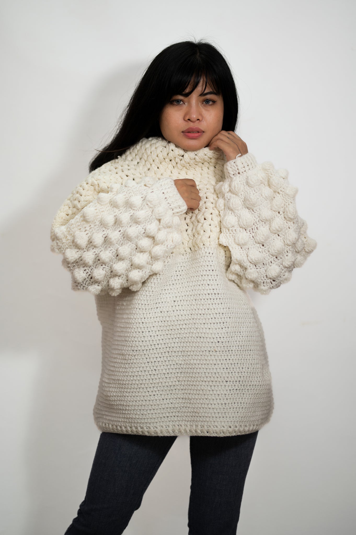 "Snowflake" chic chunky crotchet knit