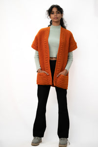 sunset orange crotchet jacket