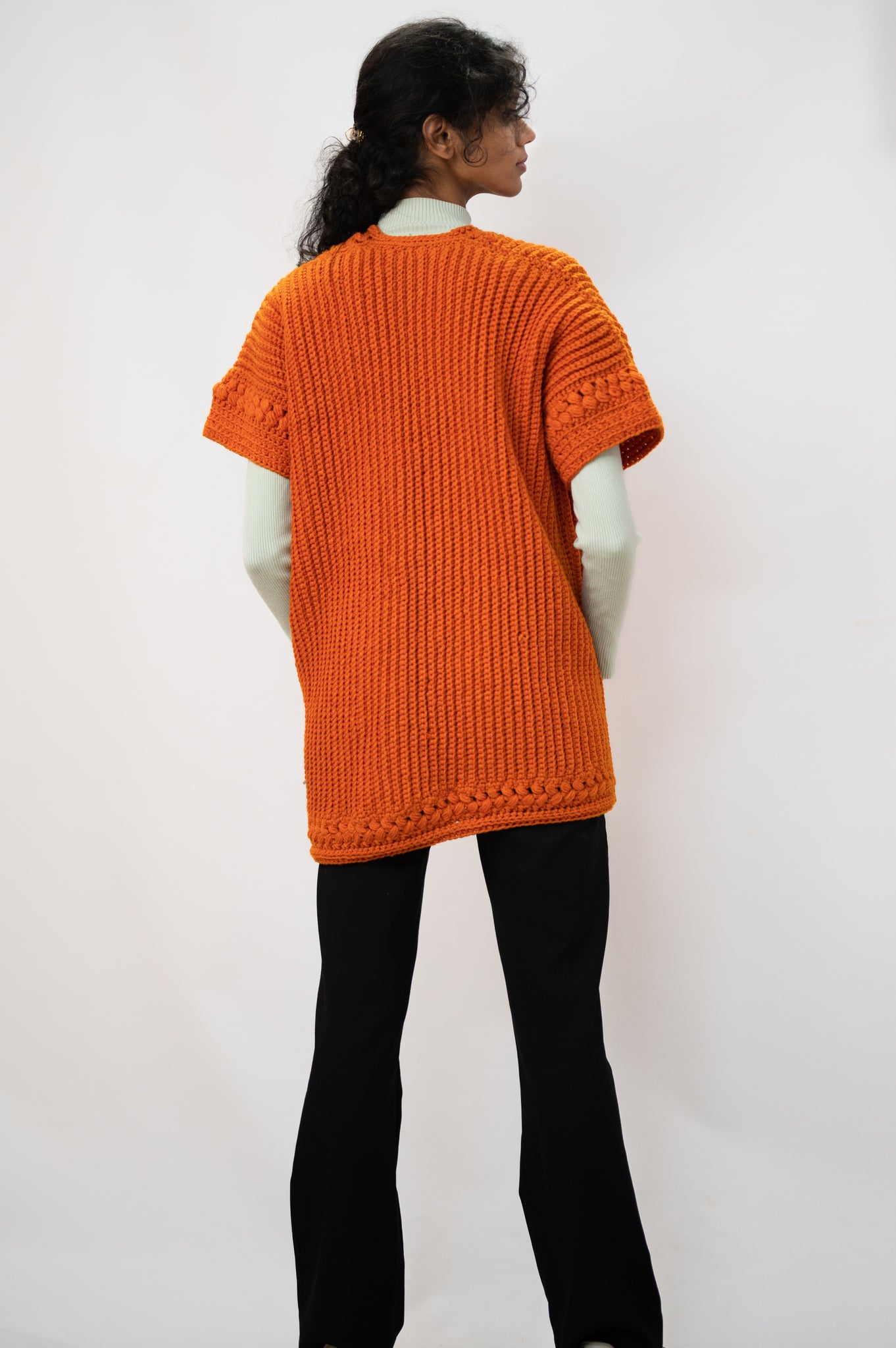 sunset orange crotchet jacket